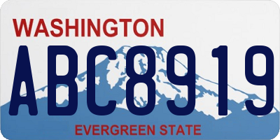 WA license plate ABC8919