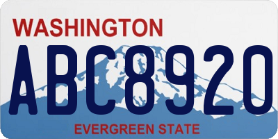WA license plate ABC8920