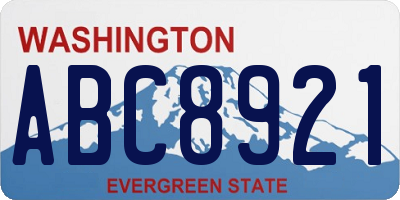 WA license plate ABC8921