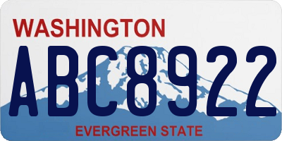 WA license plate ABC8922