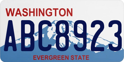 WA license plate ABC8923