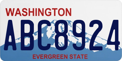 WA license plate ABC8924