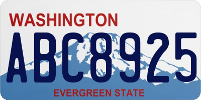 WA license plate ABC8925