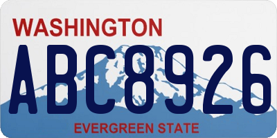 WA license plate ABC8926