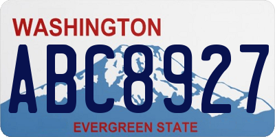 WA license plate ABC8927
