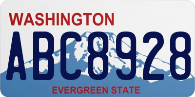 WA license plate ABC8928
