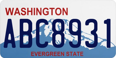 WA license plate ABC8931