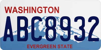 WA license plate ABC8932