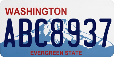 WA license plate ABC8937