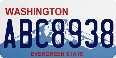 WA license plate ABC8938