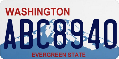 WA license plate ABC8940