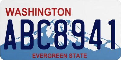 WA license plate ABC8941