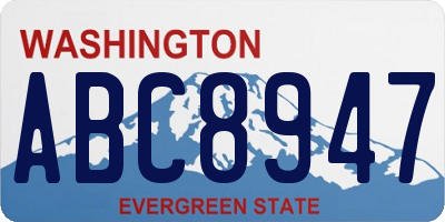 WA license plate ABC8947