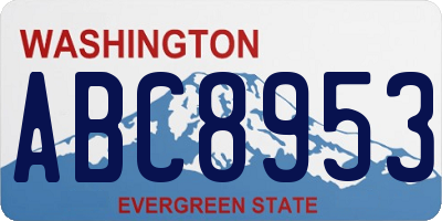 WA license plate ABC8953