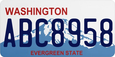 WA license plate ABC8958