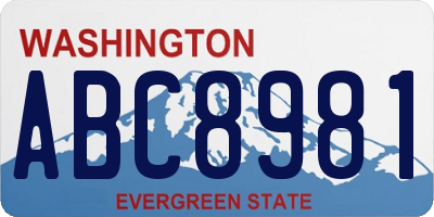 WA license plate ABC8981