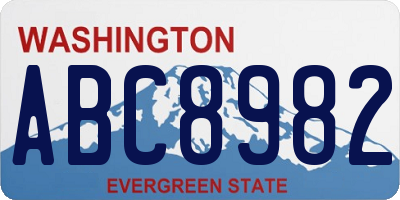 WA license plate ABC8982