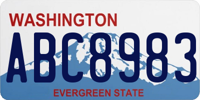WA license plate ABC8983