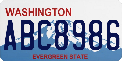 WA license plate ABC8986