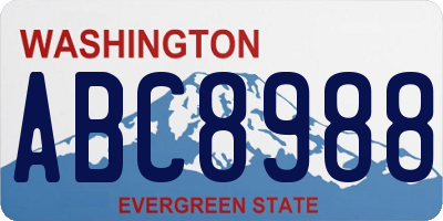WA license plate ABC8988