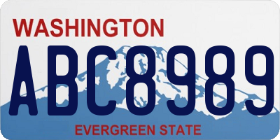 WA license plate ABC8989