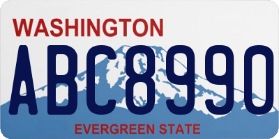 WA license plate ABC8990