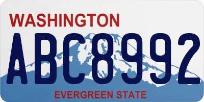 WA license plate ABC8992