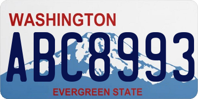 WA license plate ABC8993