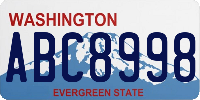 WA license plate ABC8998