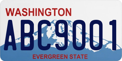 WA license plate ABC9001