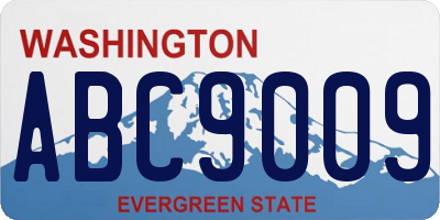 WA license plate ABC9009