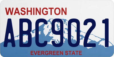 WA license plate ABC9021