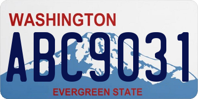 WA license plate ABC9031
