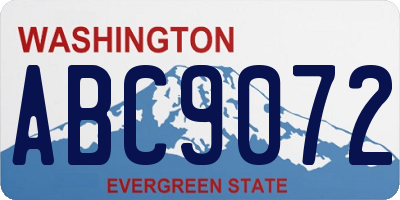 WA license plate ABC9072