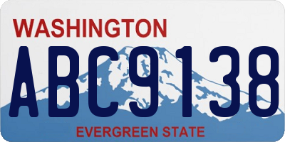 WA license plate ABC9138