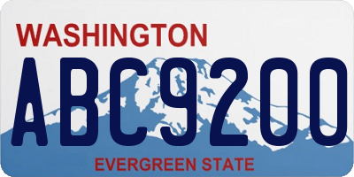 WA license plate ABC9200