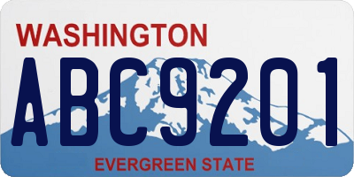 WA license plate ABC9201