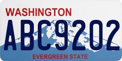 WA license plate ABC9202