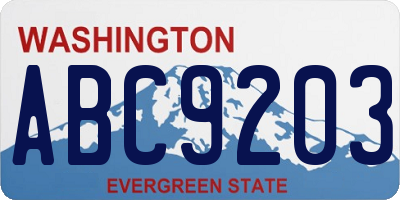 WA license plate ABC9203