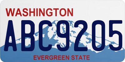 WA license plate ABC9205