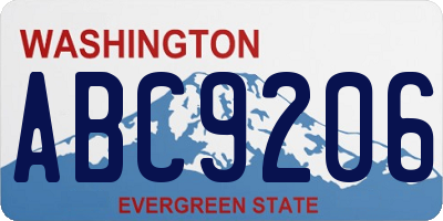 WA license plate ABC9206