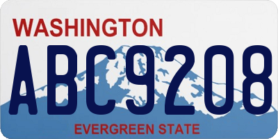 WA license plate ABC9208