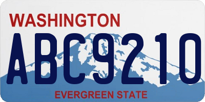 WA license plate ABC9210