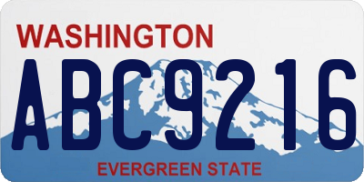 WA license plate ABC9216