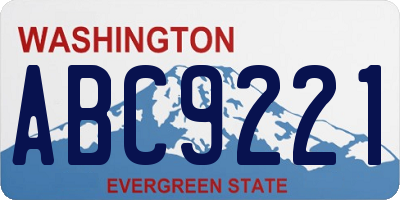 WA license plate ABC9221