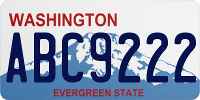 WA license plate ABC9222