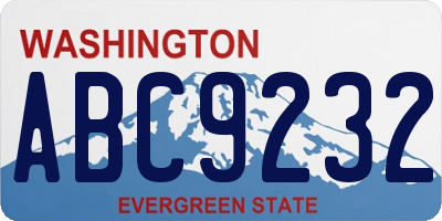 WA license plate ABC9232