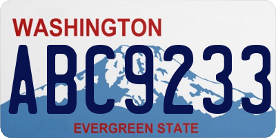 WA license plate ABC9233