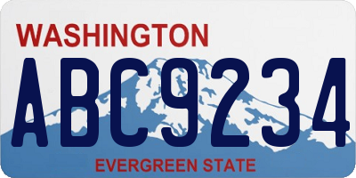 WA license plate ABC9234