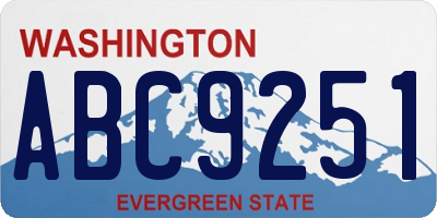 WA license plate ABC9251